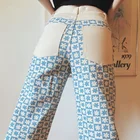 Женские винтажные брюки с цветочным принтом Y2K, брюки-Капри с высокой талией, модные прямые длинные брюки, женская уличная одежда, спортивные брюки