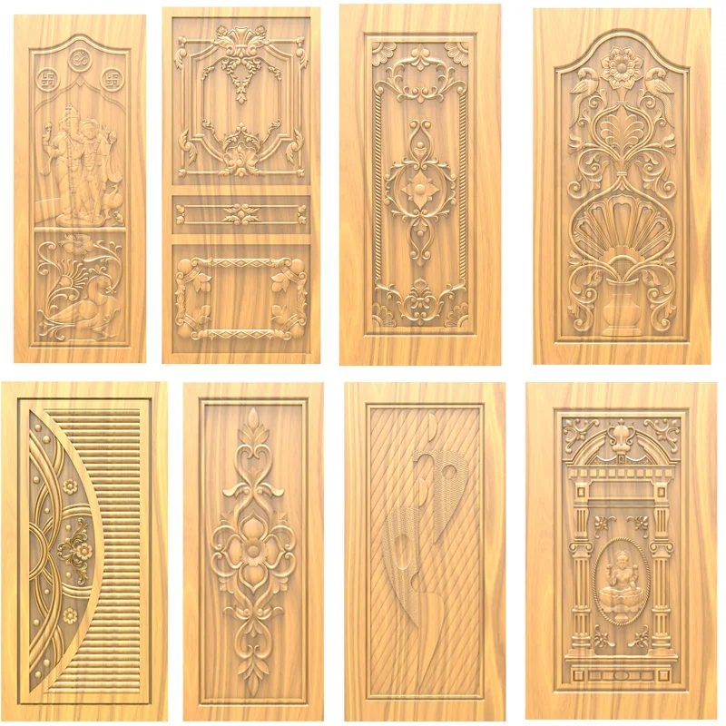Enrutador CNC de puerta de madera, diseños de grabado ArtCAM 3D, archivos de Relif en formato RLF STL, colección de 60 piezas