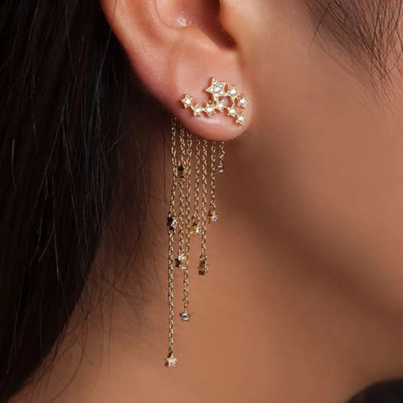 

Shining Star Tassel Dangle Earrings Creative Trendy Ear Jewelry