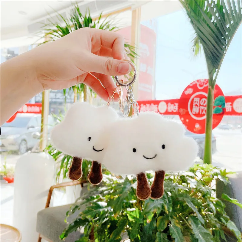 

new Cute Stylish soft Creative clouds baby bed pendant bag ornaments Boutique white doll Keychain birthday wedding couple gift