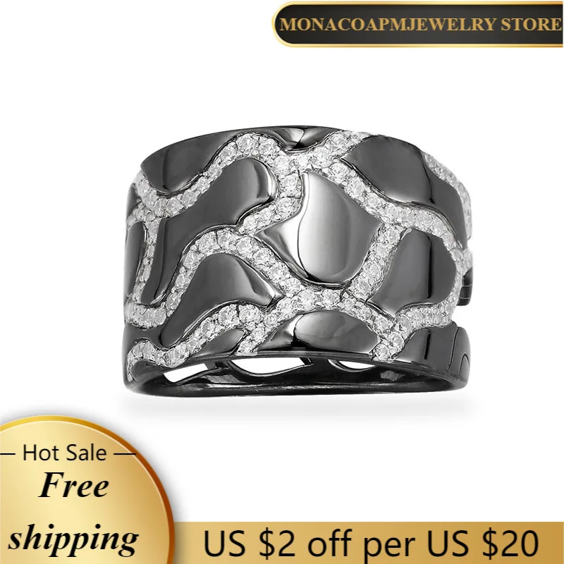 

925 Sterling Silver Temperament Design Geometric Pattern Ring Diamond Ring Light Luxury Brand Monaco Jewelry Niche Brand