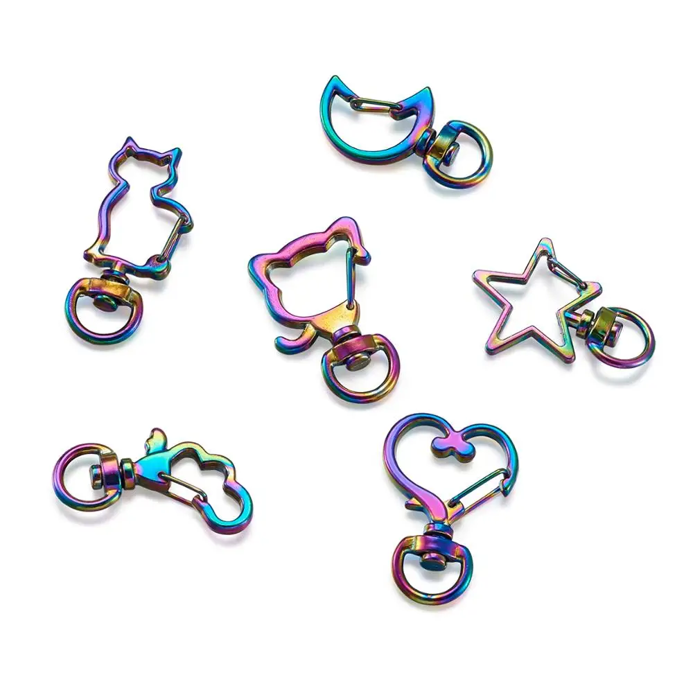 

12pcs/set Mixed Shapes Multi-color Alloy Swivel Clasps Snap Hooks for Jewelry Making DIY KeyChain Findings Accessories