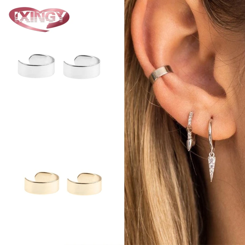 Модные простые серьги клипсы для Пирсинга Ушей золотые серебряные 925 пробы