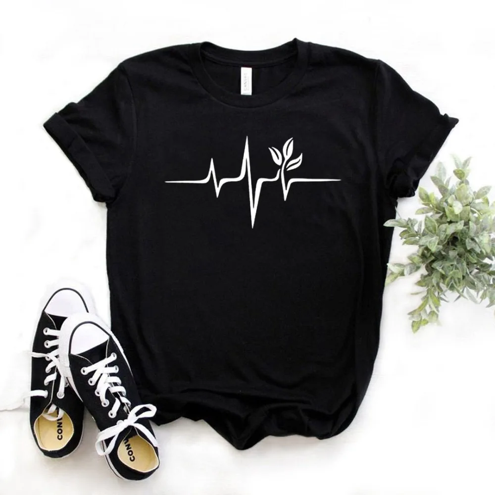 Vegan Heartbeat/женская футболка с принтом, смешные изделия из хлопка, футболка для девочек Yong, 6 цветов, Прямая поставка, NA-455