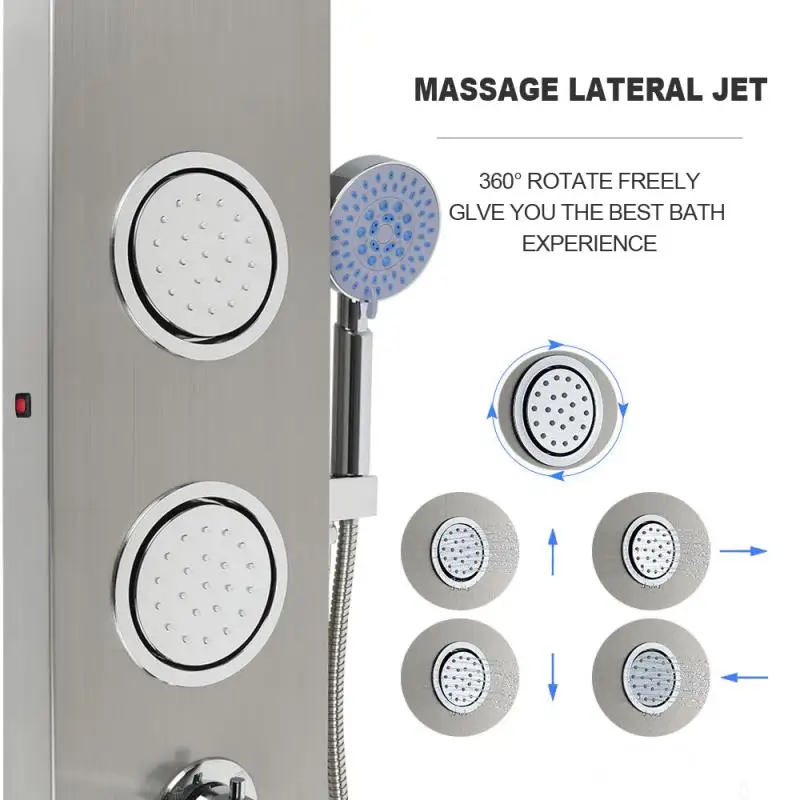 Kopen Nieuw Luxe Badkamer Douche Kraan Led Douche Panel Kolom Bad Mengkraan Met Handdouche Temperatuur Screen Hwc