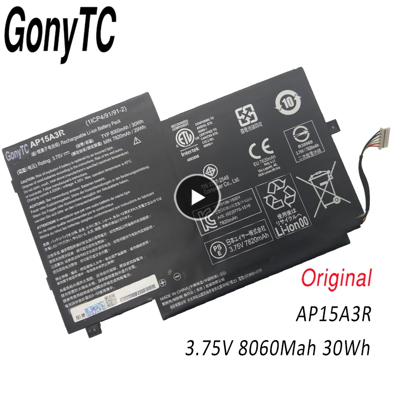 

GONYTC AP15A3R Original Laptop Battery For Acer For Aspire Switch 10E SW3-013P Series AP15A8R AP15A3R 3.75V 30WH