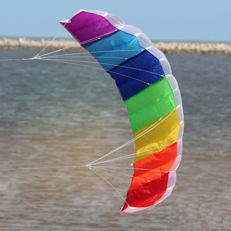 Outdoor Hohe Qualität Dual Line1.4m Parafoil Kite Mit kite griff Power Braid Segeln Regenbogen Sport Strand gute Fliegen
