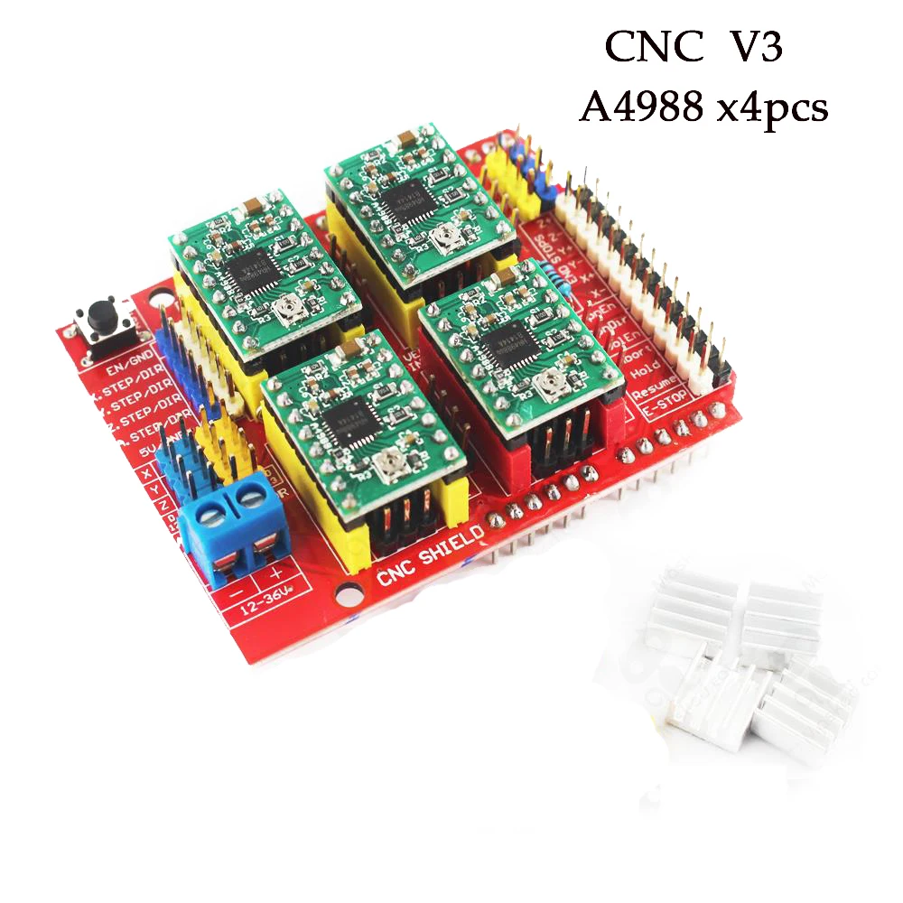 Плата расширения драйвера A4988 для 3D принтера UNO R3 с кабелем USB 30 см 4 шт.