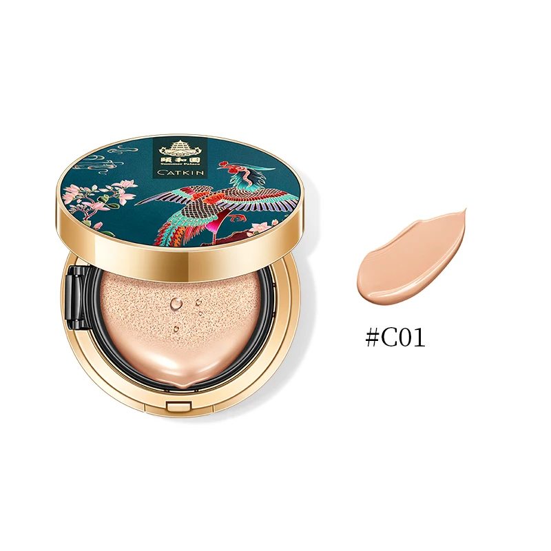 CATKIN BB крем Air Cushion основа влага натуральная крышка консилер+ бесплатно заправка средний/легкий 0,46 унций - Цвет: C01 Natural