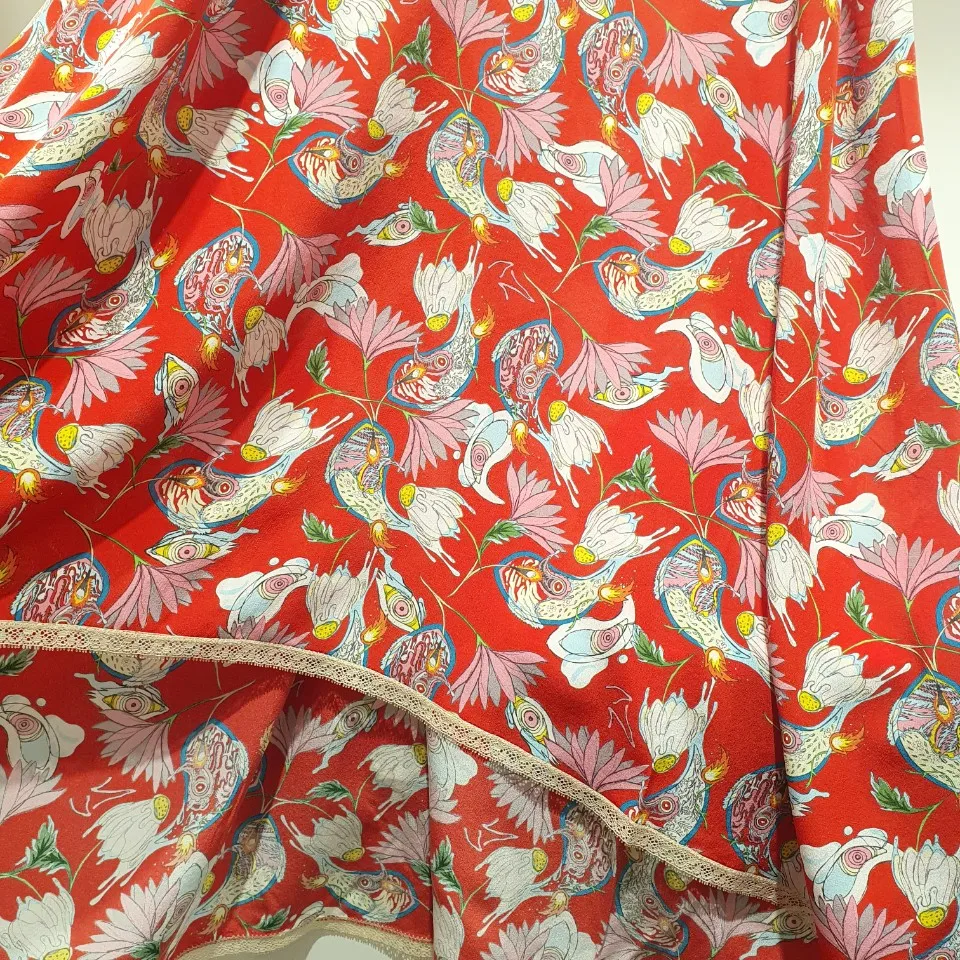 

100% Silk Women Maxi Dress Sexy Lace Stitching Floral Printed Sleeveless Irregular Hem Female Spaghetti Strap Long Robes