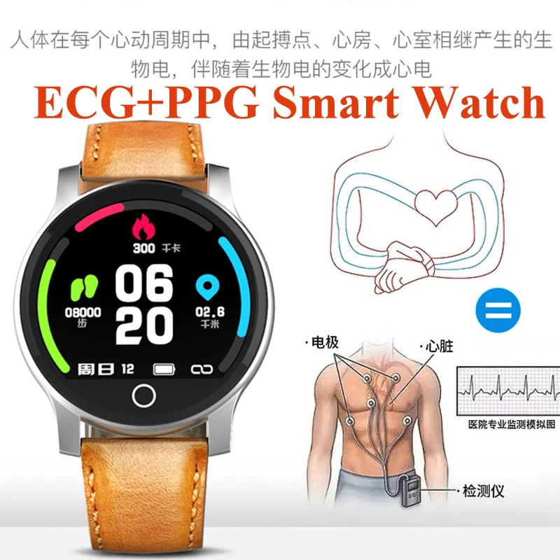 ЭКГ часы PPG HRV smartband браслет водонепроницаемый смарт-Монитор артериального