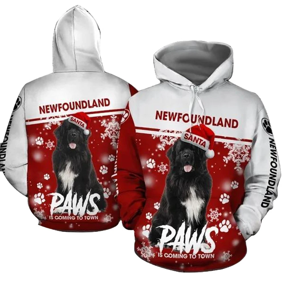 

CLOOCL Newfoundland Hoodies Men 3D Graphic Dogs PAWS Christmas Hoodie Pets Animals Pullovers Tops Harajuku Sweatshirts