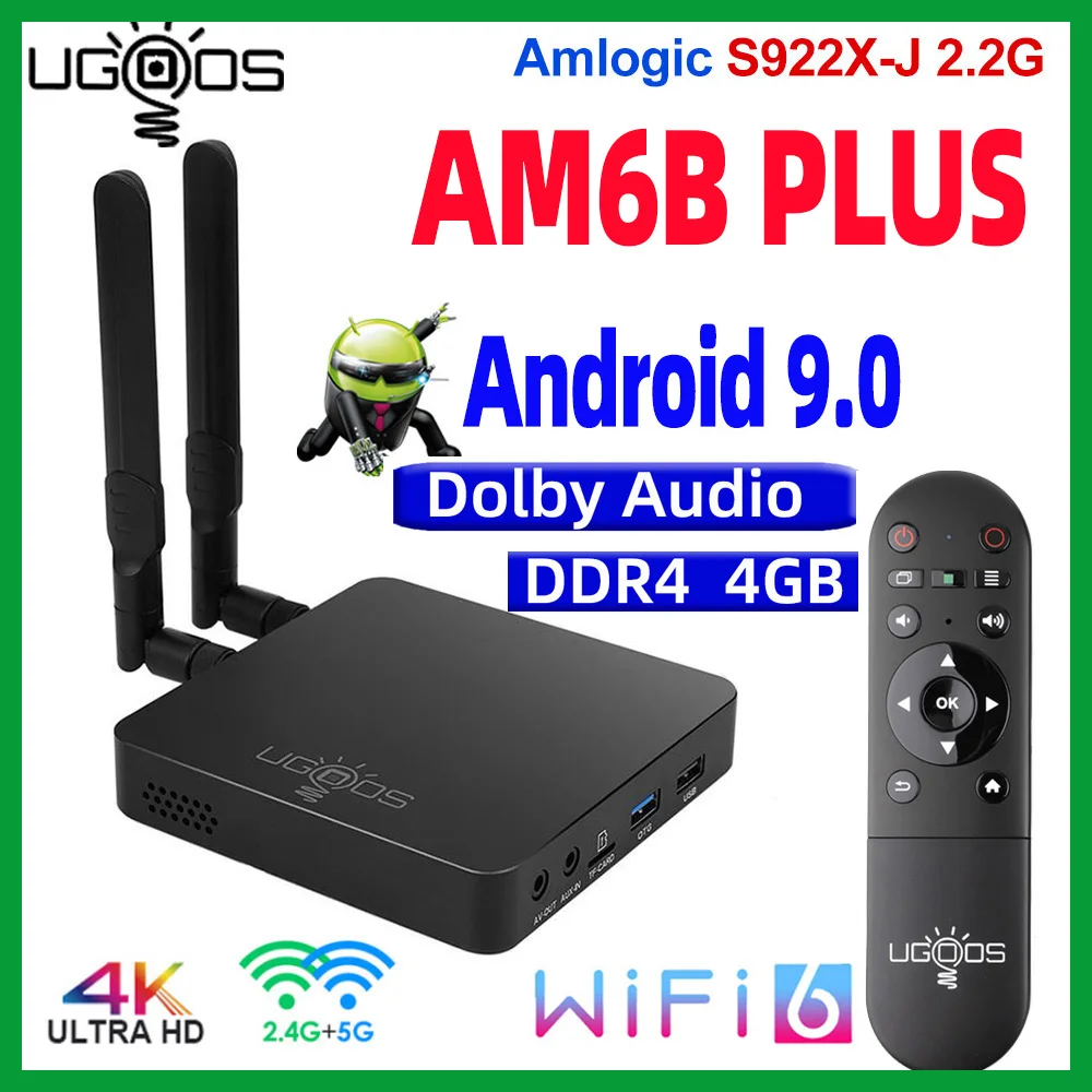 UGOOS AM6 Plus Android 9 0 ТВ коробка DDR4 4 Гб Оперативная память 32GB Встроенная Amlogic S922X к HD
