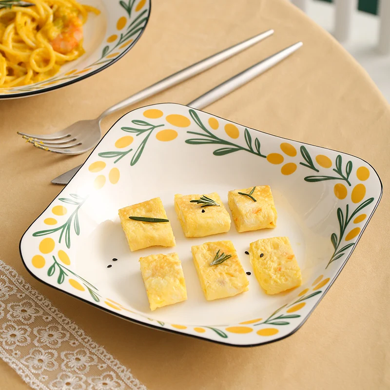 

Platos Ceramic Dish Salad Plate Household Tableware Dessert Tray Fruit Breakfast Salad Home Plates Table Accessories Поднос