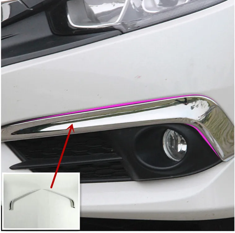 2 шт. хромированные накладки на передние противотуманные фасветильник для Honda Civic