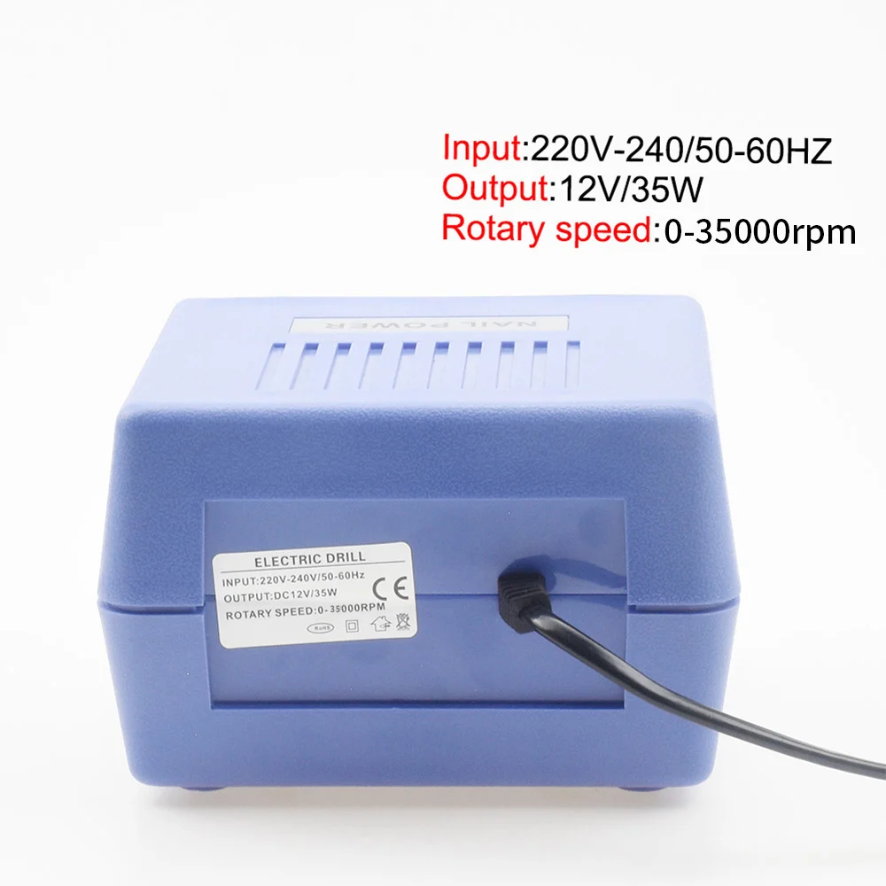 Электрическая машинка для маникюра и педикюра 35 Вт 35000 об/мин набор инструментов