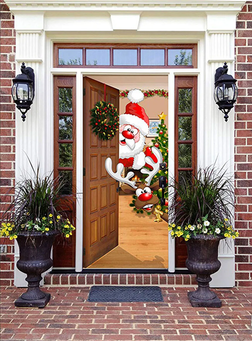 Merry Christmas Санта Клаус Лось Съемная дверь Настенная Наклейка Рождество домашняя наклейка спальня гостиная ТВ настенная живопись B1