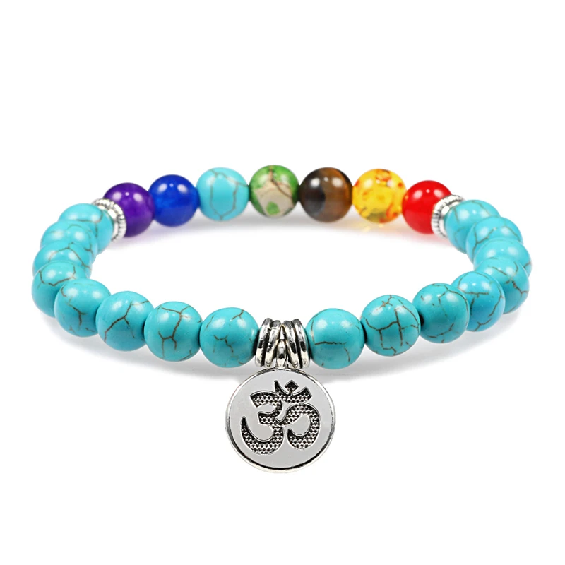 Браслеты с 7 чакрами из натурального камня браслеты черным ониксом деревянные