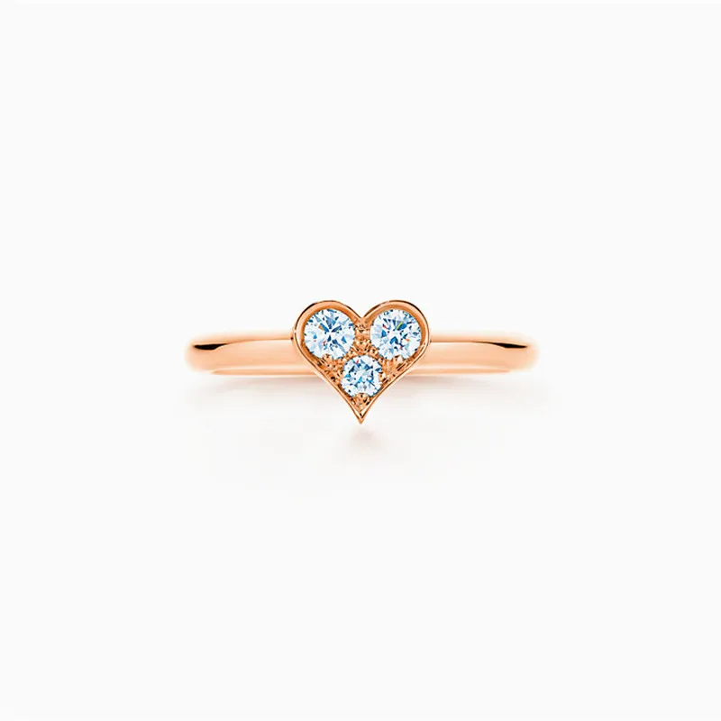 

Sterling silver 925 Ring Jewelry popular accessories Heart shaped 3 zircon Silverware Gold and silver optional Ladies gift