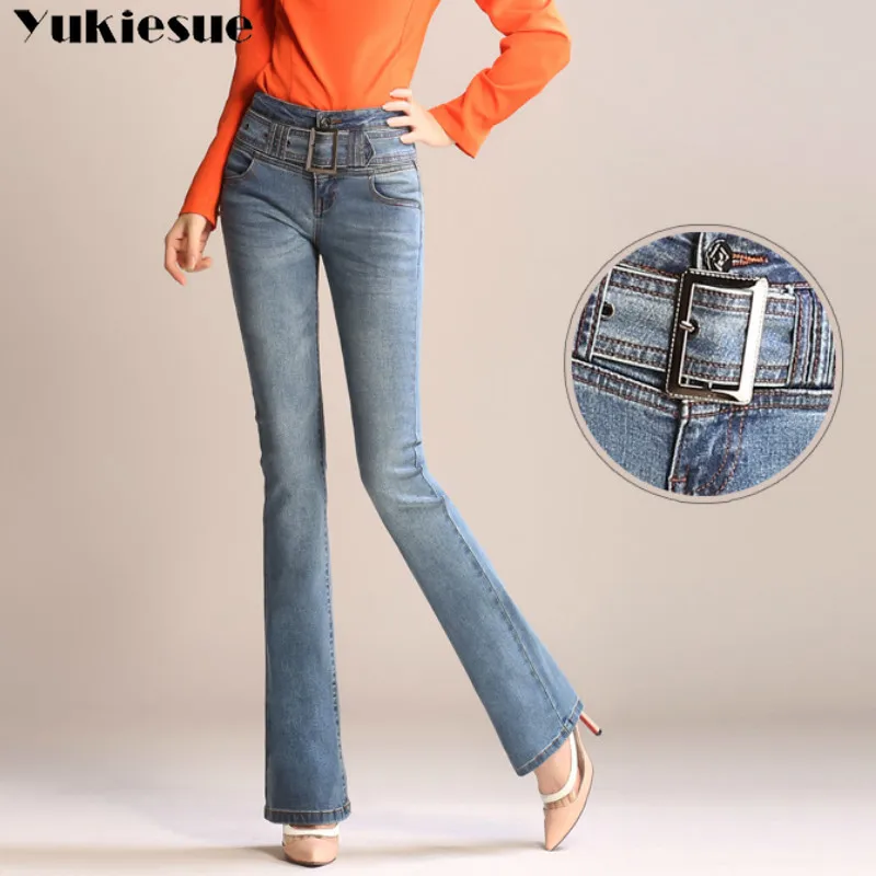 Размера плюс 26-33 скинни 2019 новые осенние расклешенные синие джинсы женские с