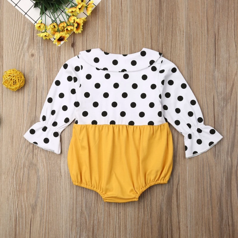 

Girl Cute Trend Foreign Trade Explosion Style Children's Clothing Spring And Autumn Style Polka Dot Trumpet Sleeve Shirt Yellow
