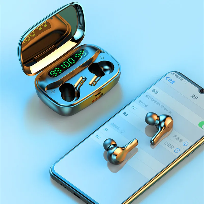 Tws беспроводные наушники 3500 мАч Bluetooth гарнитура со светодиодным дисплеем