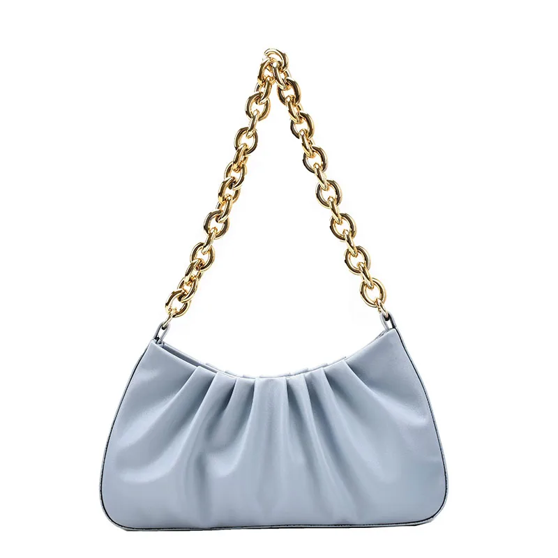 

Luxury Brand Pleated Armpit Bag 2021 Fashion New High-quality PU Leather Women's Designer Handbag Chain Shoulder Bags