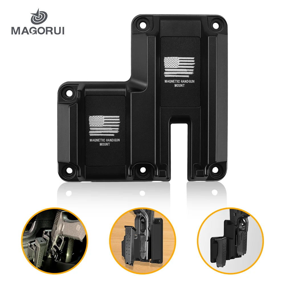 

Magorui Magnet Gun Mount Holster For Glock 17/19/26/43 Use For Car Table Concealed Handgun Pistol Rifle Magnetic Holster 45 Lbs