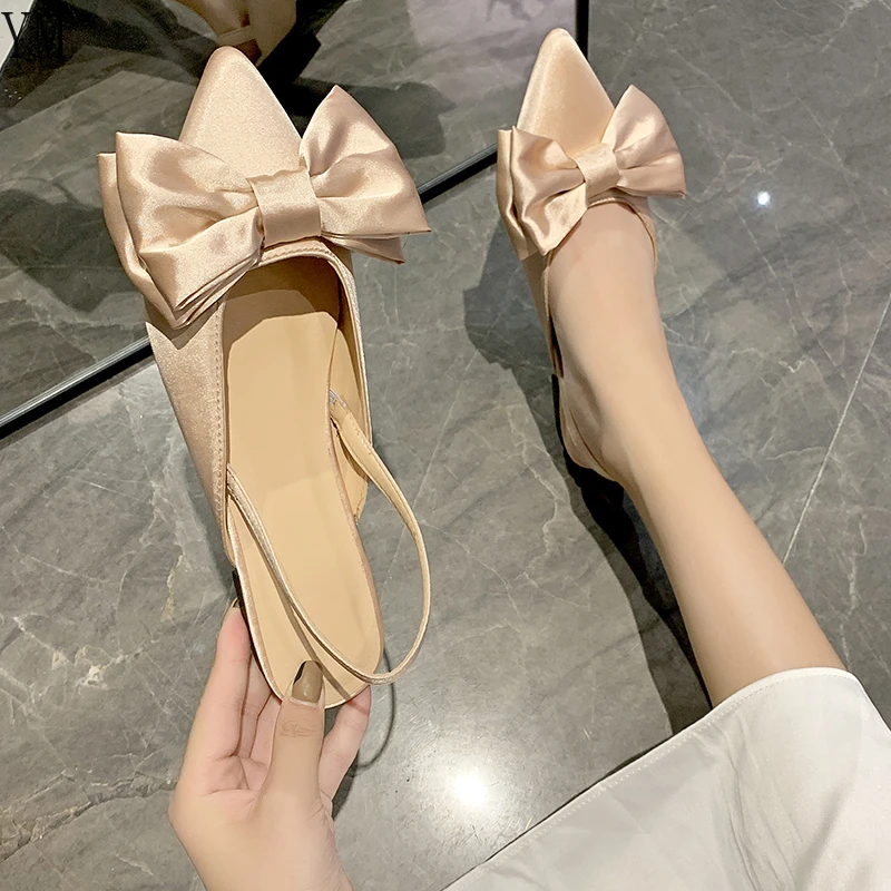 

2021 Fashion Slip on Women Mules Pointed Toe Summer Sandals Slingback Platform Bowknot Sandalias Outside Zapatillas Mujer Casa