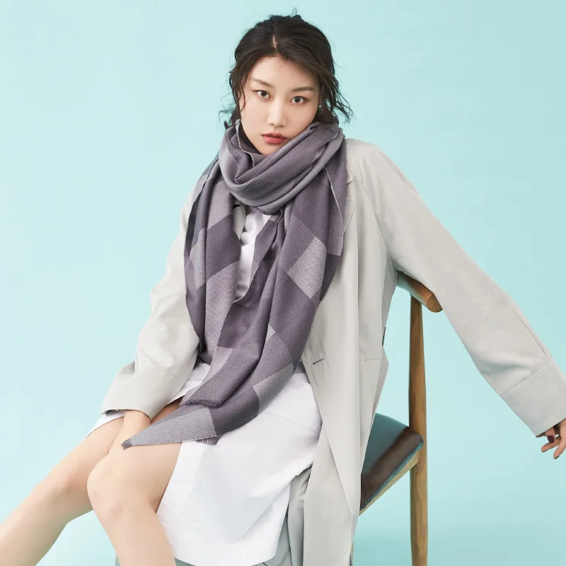 Женский шарф шерстяной Модный женский клетчатый Осень-зима шерстяная