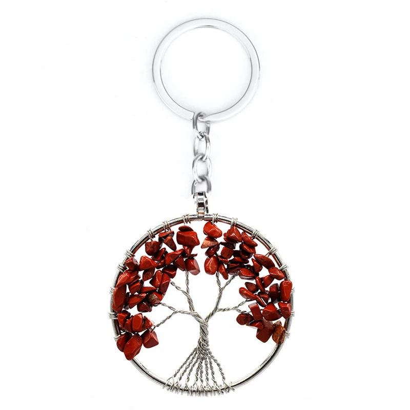 Red Stone Keychain 7 Чакра, кварцевый и из натурального камня, древо жизни, маятниковая подвеска, ожерелье для женщин, целебное хрустальное ожерелье, s подвески, ювелирные изделия рейки - Окраска металла: Red Stone Keychain