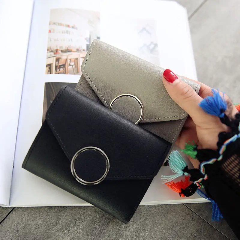 

Retro Solid Color Women Short Wallet Short Zipper Wallet Money Bag Leather Coin Purse Ladies Wallet Female Hasp Mini Clutch Girl