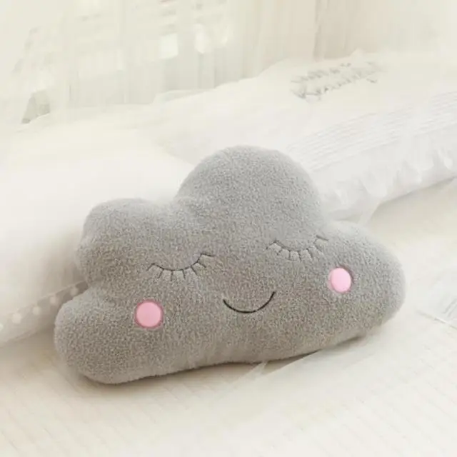 New Stuffed Cloud Moon Star Raindrop Plush Pillow Soft Cushion Cloud Stuffed Plush Toys For Children Baby Kids Pillow Girl Gift - Color: C