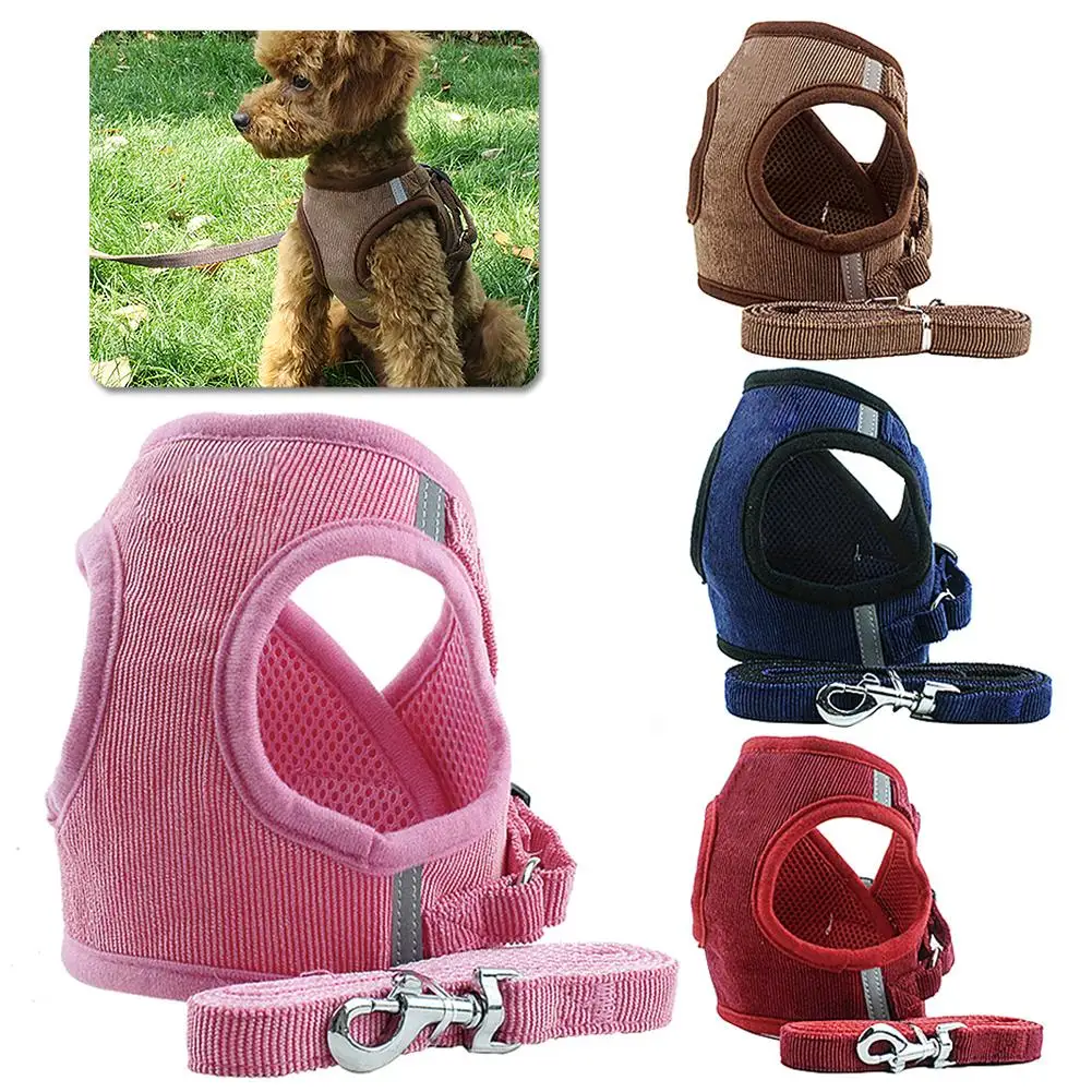 

Cute Dog Harness Puppy Fashion Adjustable Walking Vest Leash Set Pet Supplies