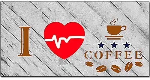 

Original Retro Design I Love Coffee Solid Wood Signs Wall Art|Natural Wooden Board Print Poster Painting Wall Decoration for