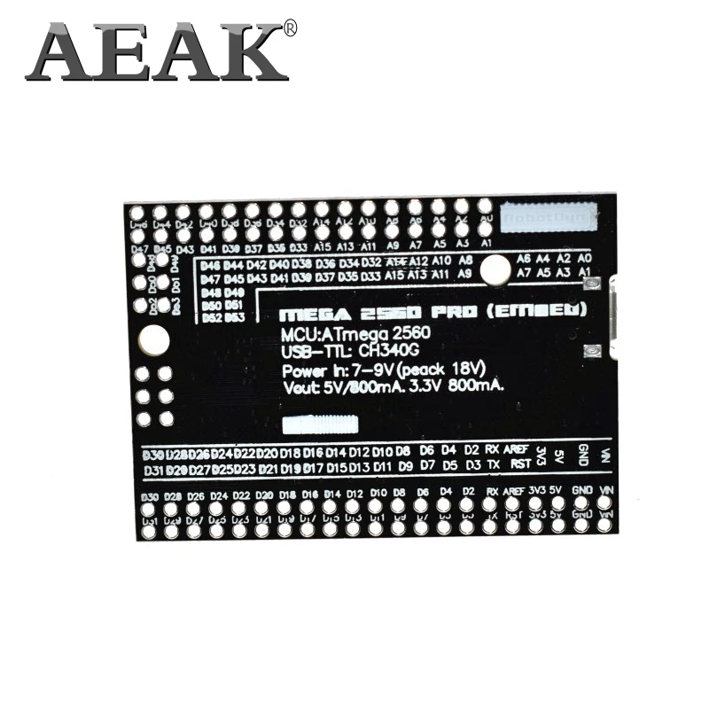 AEAK Mega 2560 PRO MINI 5 В(встраивание) CH340G ATmega2560-16AU с наконечниками, совместимыми с arduino Mega 2560