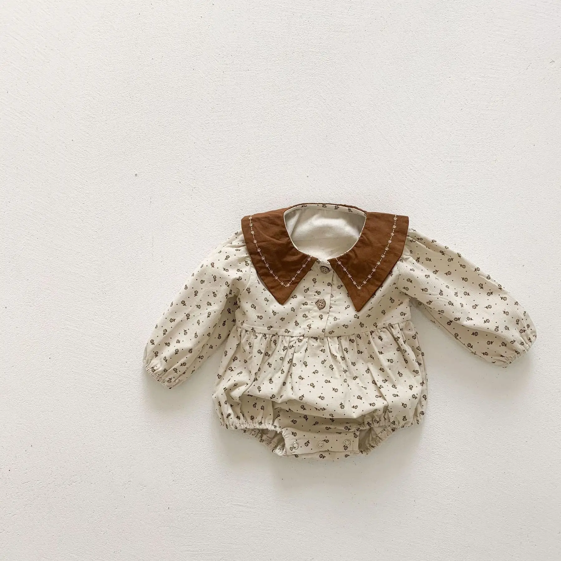 

Koodykids New Spring Baby Girl Bodysuits Toddler Girl Outfits Vintage Floral Rompers Clothing Rompers Corduroy Autumn Clothes