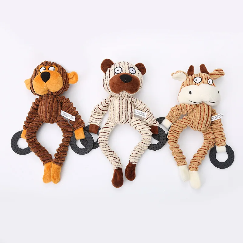 

1Pes Corduroy Dog Toy Puppy Chew Toy Plush Dog Squeaky Toy Gauge Dog BiteProof Toy Pet Accessories