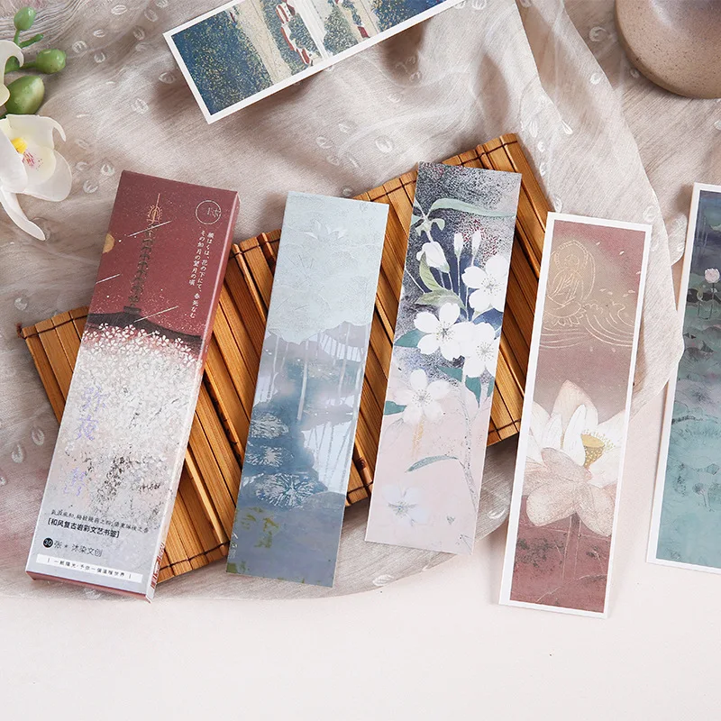 

30 Pcs/Set Retro Rock Color Series Paper Bookmark Japanese Style Painting Bookmarks Page Markers Gift Stationery