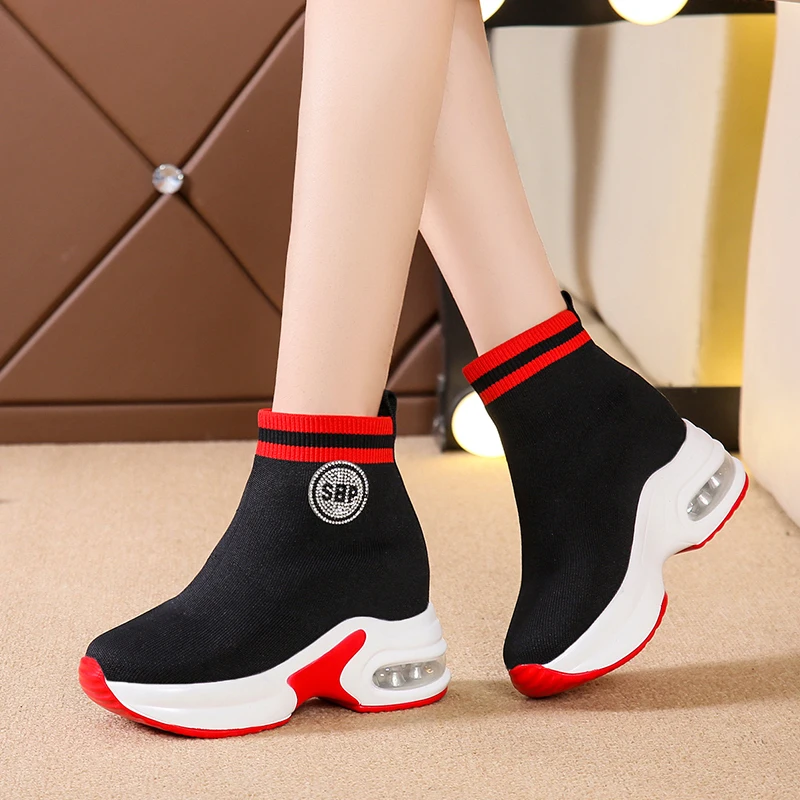 

High Heels Platform Shoes Women Vulcanized Shoes Woman Spring Slip on Sneakers Women Casual Wedges Female Sports Shoes NEW
