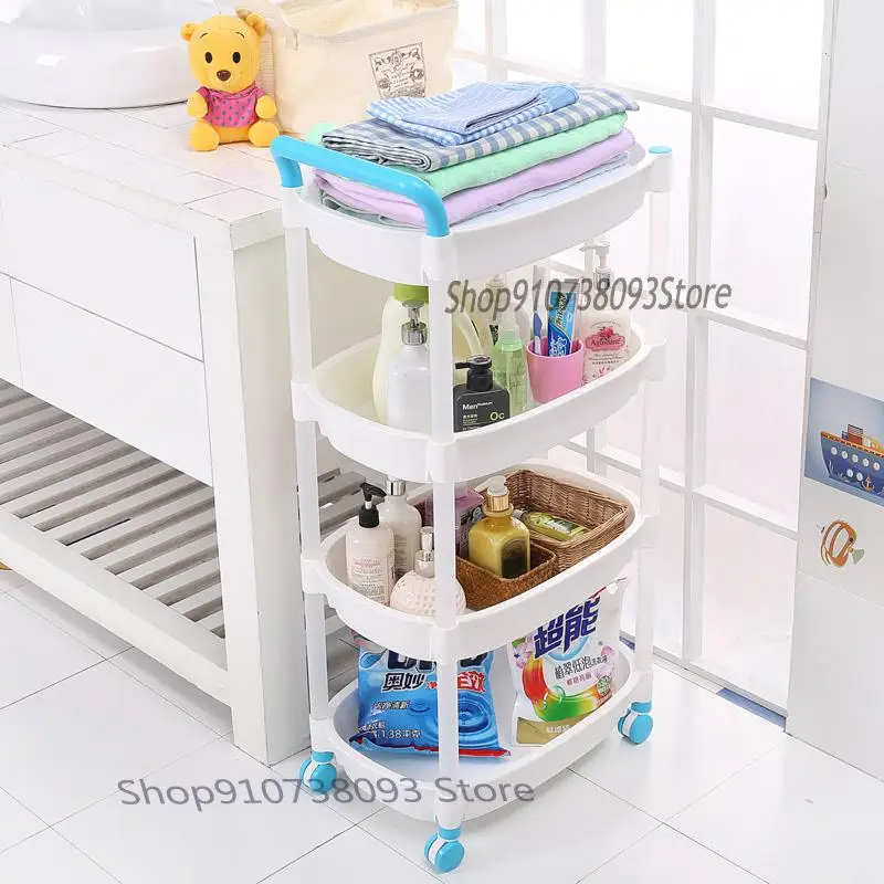 Передвижная Полка на колесиках пластиковые напольные полки кухонная