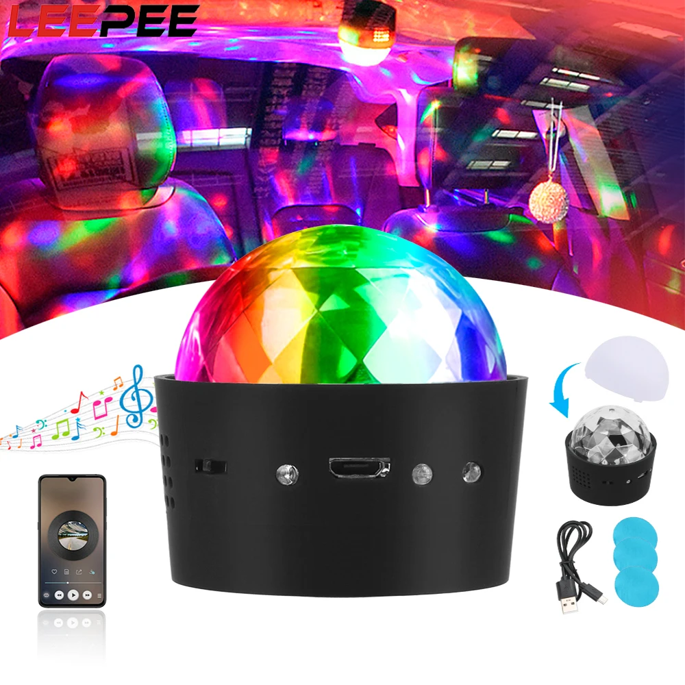 

Интерьер автомобиля Атмосфера лампы RGB светодиодный сценический светильник s DJ вечерние светильник s зарядных порта USB для автомобиля окруж...