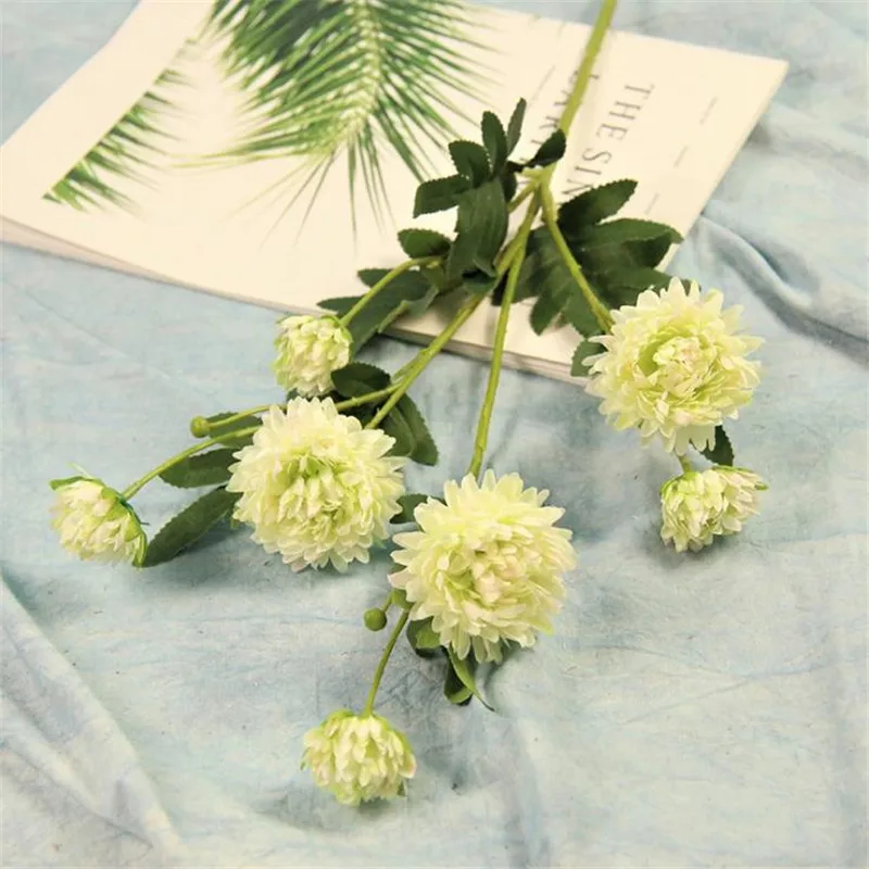 

10P Fake Long Vanilla Chrysanthemum (4 stems/piece) 29.13" Length Simulation Melaleuca Daisy for Wedding Home Artificial Flower