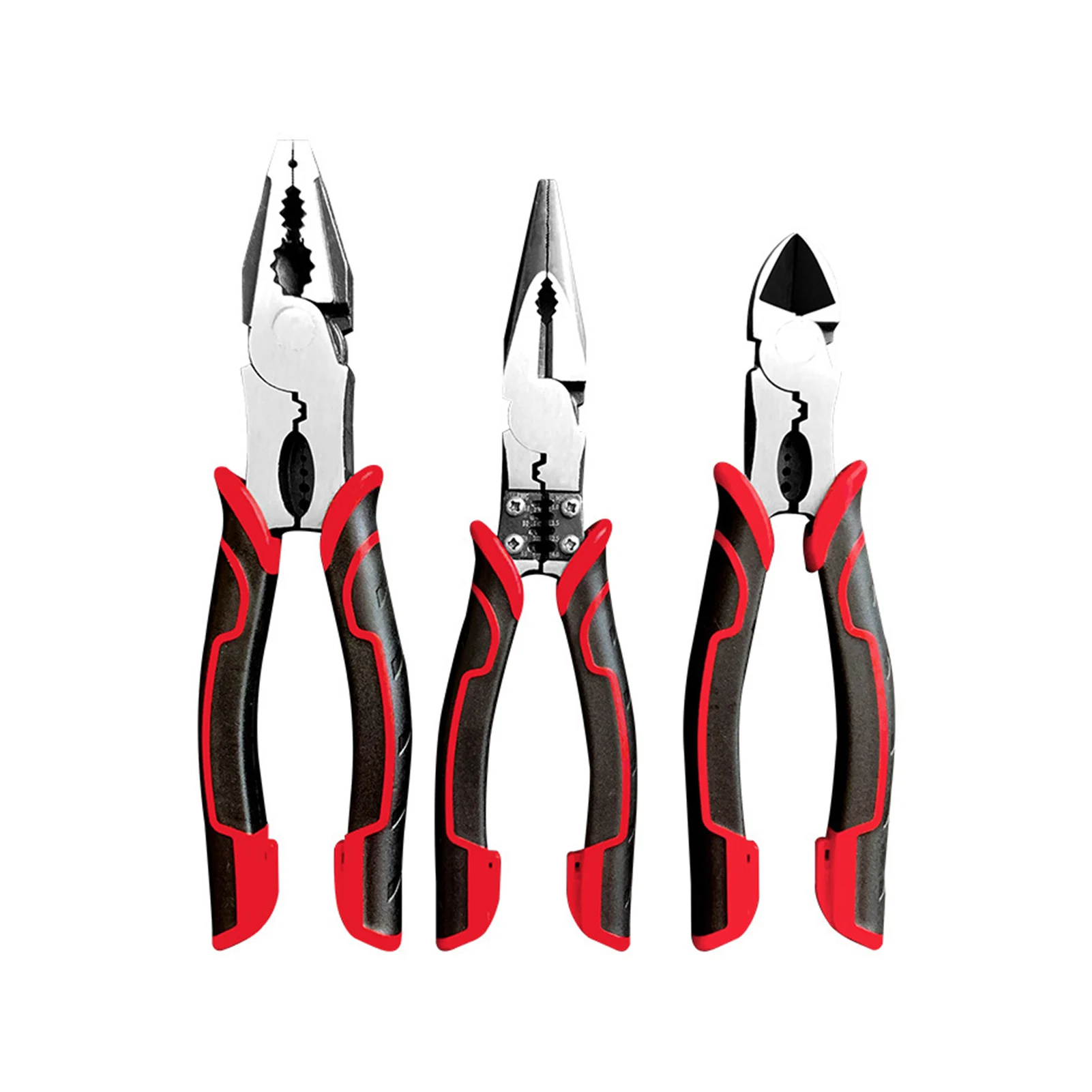 

3pcs Industrial 4 In 1 Ergonomic Handle Home Crimper Cutter Durable Wire Stripper Diagonal Side Multifunctional Pliers Set