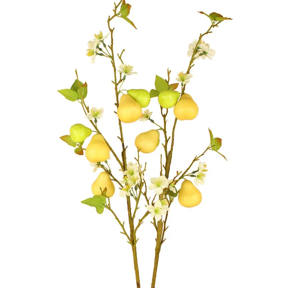 Rinlong искусственные фрукты груша ветви поддельные зеленые растения для домашнего