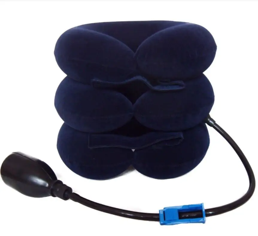 dark blue Для вытяжения шеи медицинская коррекция устройство шейной поддержки Корректор осанки шеи носилки Релаксация надувной воротник - Цвет: dark blue