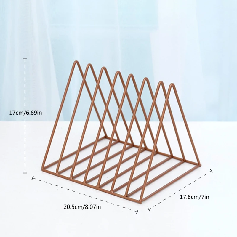 

Metal Iron Storage LP Record Rack Triangle Shaped Book Magzine Holder Multifunction Desk Record Shelf Organizer Home Office B03C