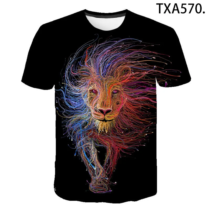 Модная футболка с 3D принтом льва крутые летние топы коротким рукавом и рисунком