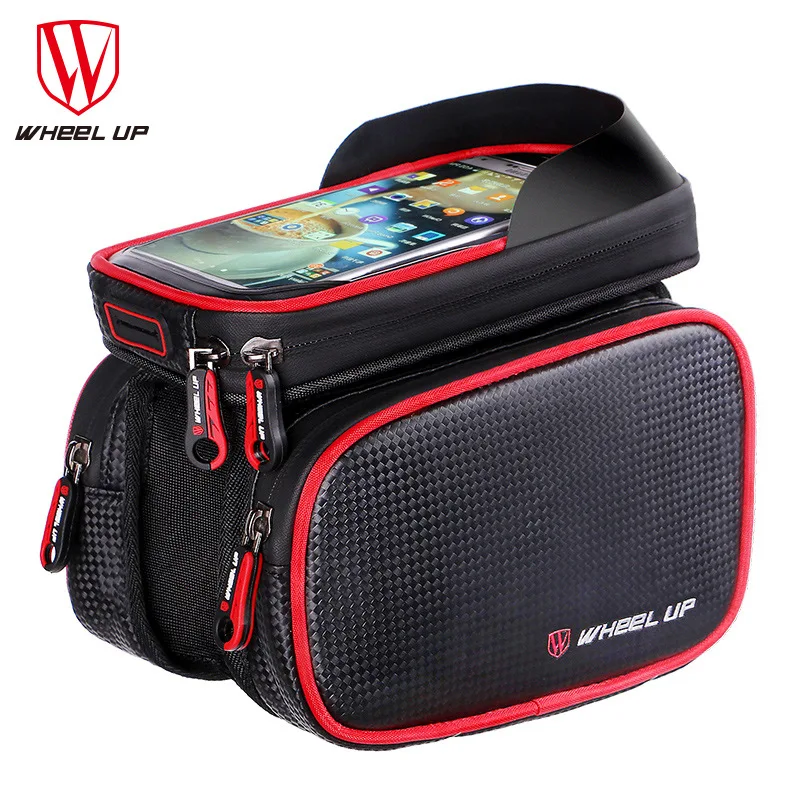 

Wheel Up TPU Cycling Case 6.2 Inch Waterproof Rainproof Touch Screen Bicycle Cell Phone Bag Bike Front Top Tube Bag Black