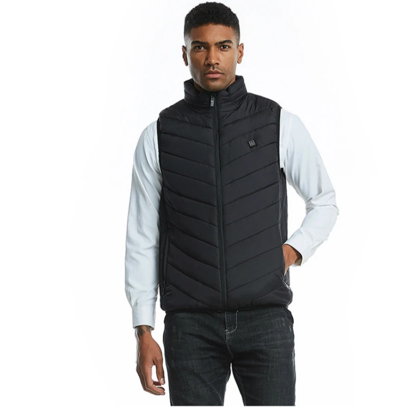 Black Vest Зимняя уличная куртка, водонепроницаемая куртка, Мужская однотонная пуховая хлопковая походная куртка, теплая куртка с USB подогревом, мужская и женская куртка Regenjacke Herren - Цвет: Black Vest